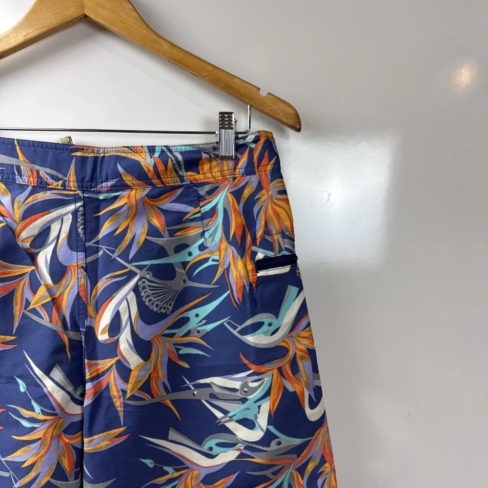 Patagonia Floral Birds Purple Swim Trunks Nylon Unlined Men's 31 8